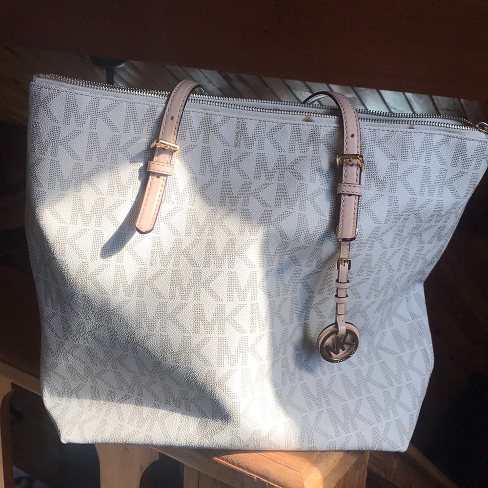 Michael Kors white tote bag